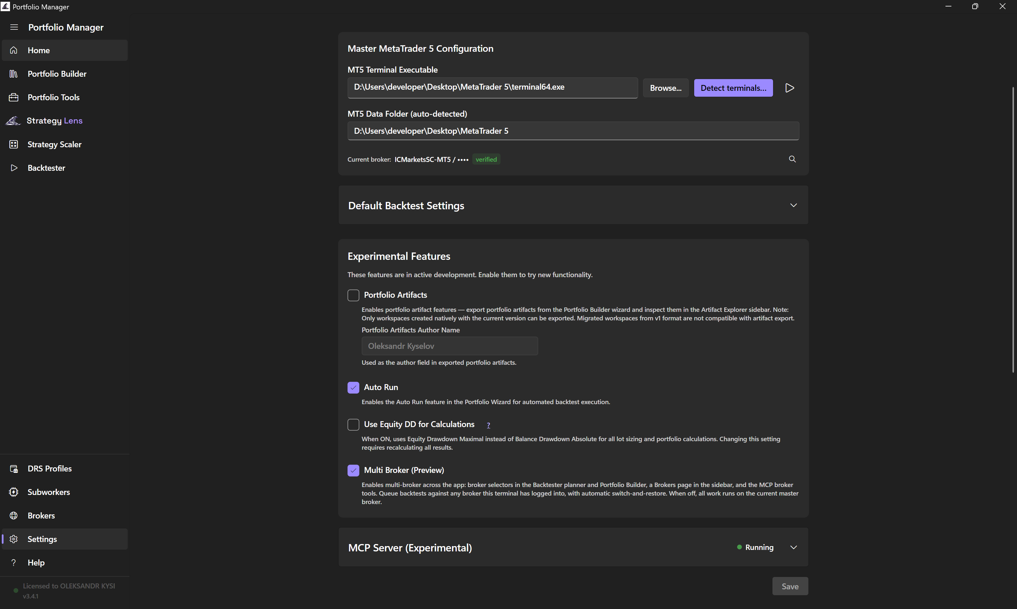 Settings — MCP AI Combo